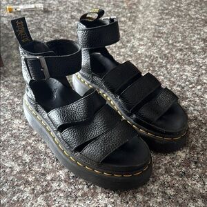Doc Martin Clarissa Black Leather Platform Sandals